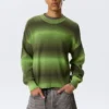 Relaxed Space-Dyed Knitted Cotton Sweater – Green Space-Dye Relaxed Space-Dyed Knitted Cotton Sweater – Green Space-Dye
