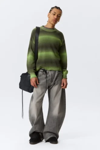 Relaxed Space-Dyed Knitted Cotton Sweater – Green Space-Dye
