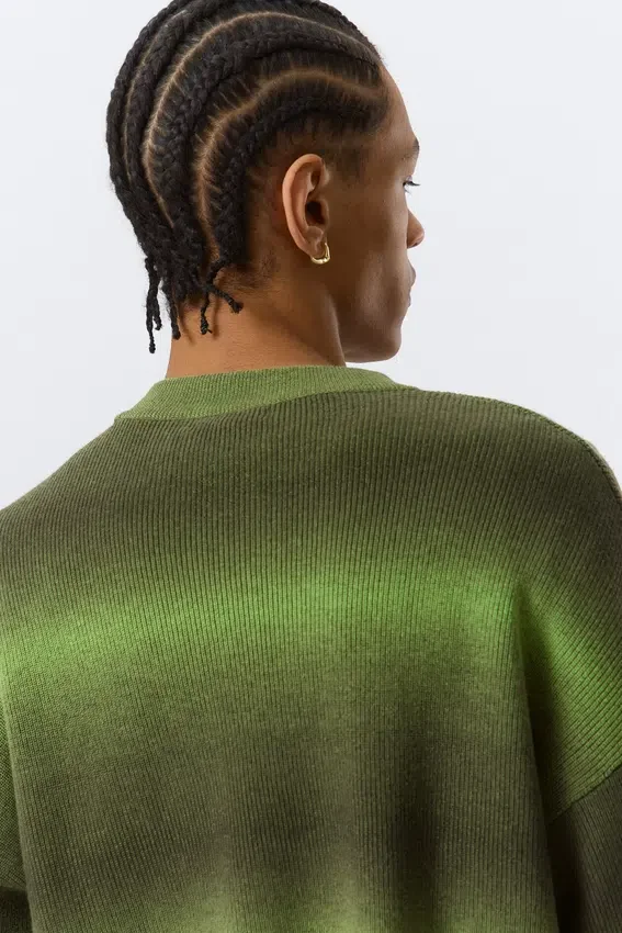 Relaxed Space-Dyed Knitted Cotton Sweater – Green Space-Dye Relaxed Space-Dyed Knitted Cotton Sweater – Green Space-Dye