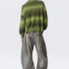 Relaxed Space-Dyed Knitted Cotton Sweater – Green Space-Dye Relaxed Space-Dyed Knitted Cotton Sweater – Green Space-Dye