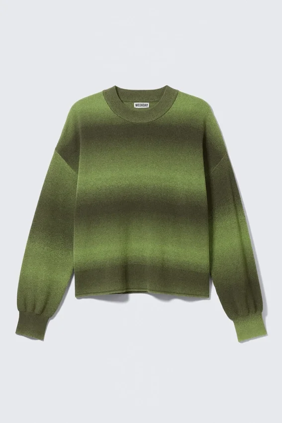 Relaxed Space-Dyed Knitted Cotton Sweater – Green Space-Dye Relaxed Space-Dyed Knitted Cotton Sweater – Green Space-Dye