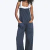 Relaxed Straight Leg Dungarees – Blue Relaxed Straight Leg Dungarees – Blue