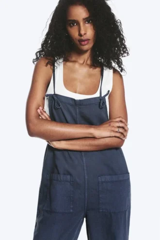Relaxed Straight Leg Dungarees – Blue