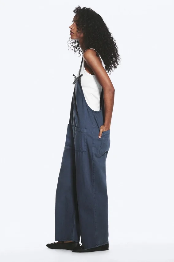 Relaxed Straight Leg Dungarees – Blue Relaxed Straight Leg Dungarees – Blue