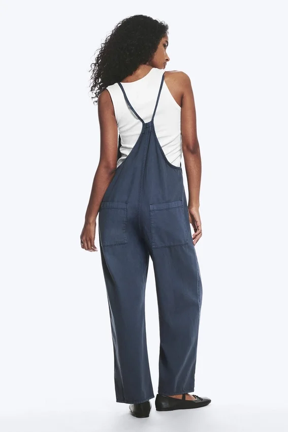 Relaxed Straight Leg Dungarees – Blue Relaxed Straight Leg Dungarees – Blue