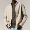 Relaxed Striped Button-Down Shirt – Striped Beige Relaxed Striped Button-Down Shirt – Striped Beige