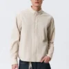 Relaxed Striped Button-Down Shirt – Striped Beige Relaxed Striped Button-Down Shirt – Striped Beige