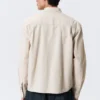 Relaxed Striped Button-Down Shirt – Striped Beige Relaxed Striped Button-Down Shirt – Striped Beige