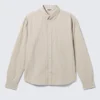 Relaxed Striped Button-Down Shirt – Striped Beige Relaxed Striped Button-Down Shirt – Striped Beige