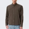 Relaxed Striped Button-Down Shirt – Striped Brown Relaxed Striped Button-Down Shirt – Striped Brown