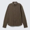 Relaxed Striped Button-Down Shirt – Striped Brown Relaxed Striped Button-Down Shirt – Striped Brown