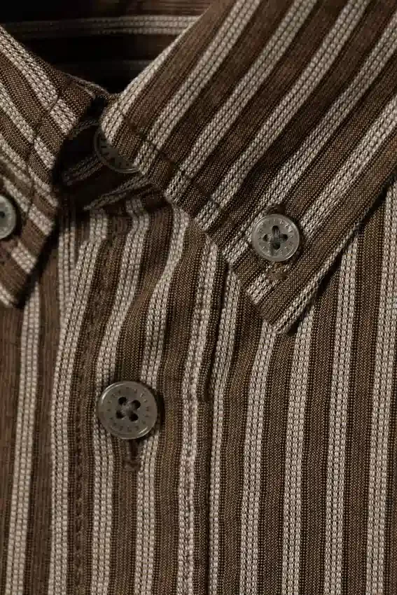 Relaxed Striped Button-Down Shirt – Striped Brown Relaxed Striped Button-Down Shirt – Striped Brown