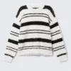 Relaxed Striped Knitted Sweater – Black & White Stripes Relaxed Striped Knitted Sweater – Black & White Stripes