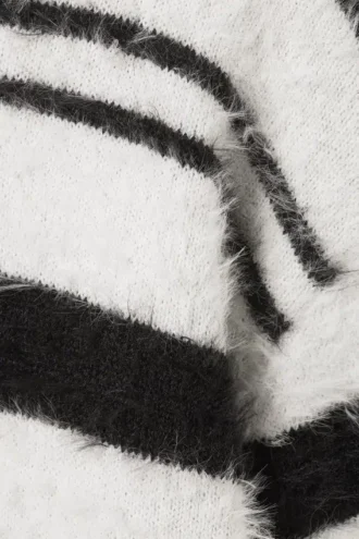 Relaxed Striped Knitted Sweater – Black & White Stripes