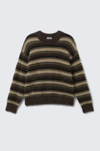 Relaxed Striped Knitted Sweater – Brown Multi Stripes