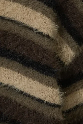 Relaxed Striped Knitted Sweater – Brown Multi Stripes