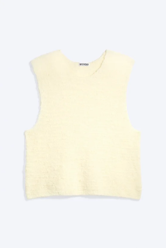 Relaxed Structured Knitted Vest – Off-White Relaxed Structured Knitted Vest – Off-White