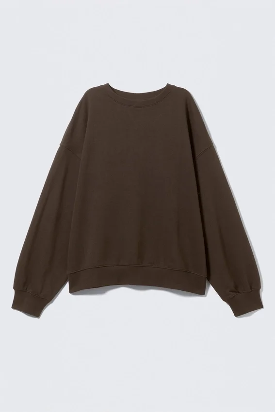 Relaxed Terry Sweatshirt – Dark Brown Relaxed Terry Sweatshirt – Dark Brown