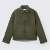 Relaxed Washed Utility Jacket – Dark Khaki Green Relaxed Washed Utility Jacket – Dark Khaki Green
