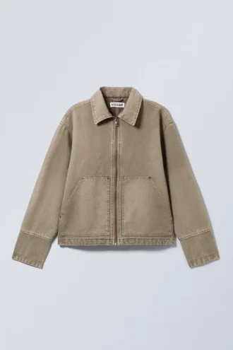 Relaxed Washed Utility Jacket – Dusty Mole