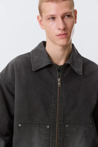 Relaxed Washed Utility Jacket – Washed Black
