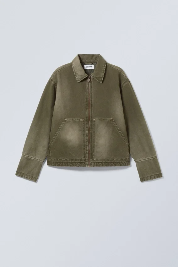 Relaxed Washed Utility Jacket – Washed Khaki Green Relaxed Washed Utility Jacket – Washed Khaki Green