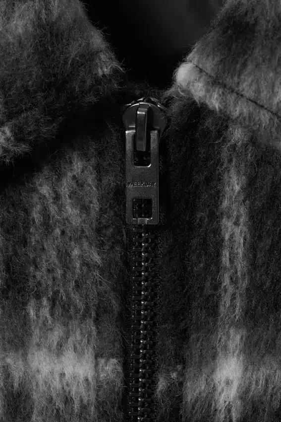 Relaxed Wool-Blend Zip Jacket – Black Check Relaxed Wool-Blend Zip Jacket – Black Check