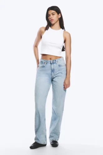 Resolute Curve High Waisted Regular Straight Jeans – Dream Blue – Light Blue