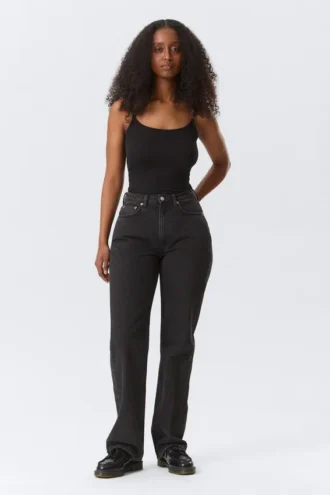 Resolute Curve High Waisted Regular Straight Jeans – Tuned Black – Black