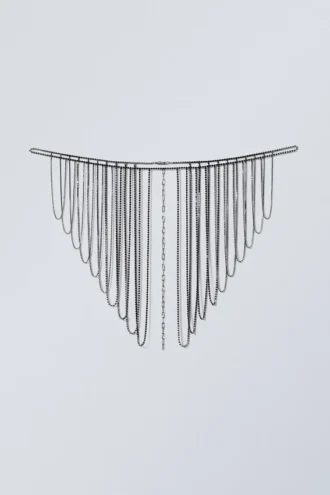 Rhinestone Fringe Bikini Shoulder Piece – Gunmetal