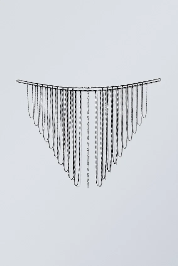 Rhinestone Fringe Bikini Shoulder Piece – Gunmetal Rhinestone Fringe Bikini Shoulder Piece – Gunmetal