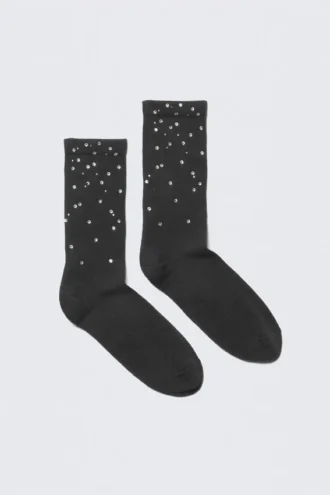 Rhinestone Socks – Dark Grey