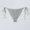 Rhinestone Tie Bikini Bottoms – Grey – Rhinestones Rhinestone Tie Bikini Bottoms – Grey – Rhinestones