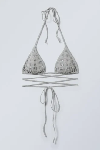 Rhinestone Wrap Bikini Top – Grey – Rhinestones Rhinestone Wrap Bikini Top – Grey – Rhinestones