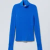 Rib-Knit Chenille Turtleneck Sweater – Bright Blue Rib-Knit Chenille Turtleneck Sweater – Bright Blue