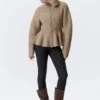 Rib Knit Peplum Zip Sweater – Dusty Mole Rib Knit Peplum Zip Sweater – Dusty Mole