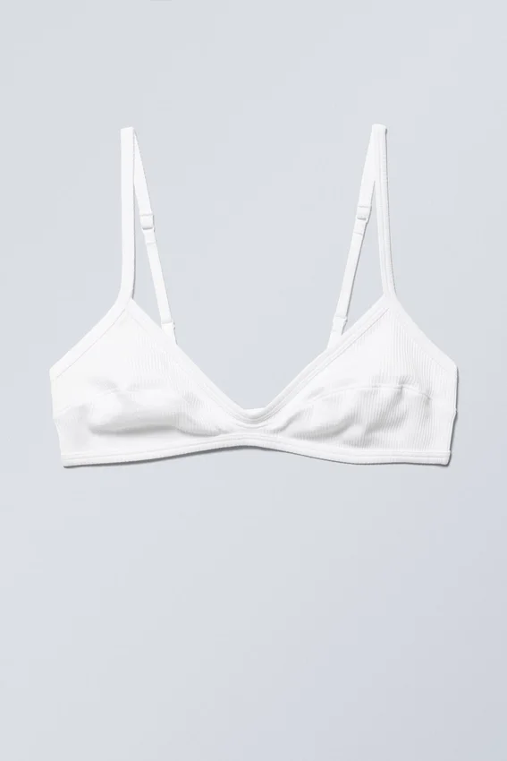 Rib Scoop Cotton Bra – White Rib Scoop Cotton Bra – White