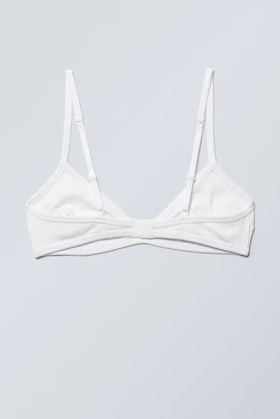 Rib Scoop Cotton Bra – White Rib Scoop Cotton Bra – White