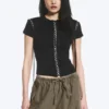 Ribbed Cross Tie T-Shirt – Black Ribbed Cross Tie T-Shirt – Black