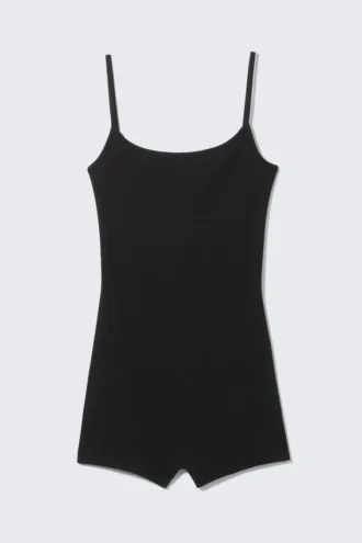 Ribbed Fitted Jumpsuit – Black