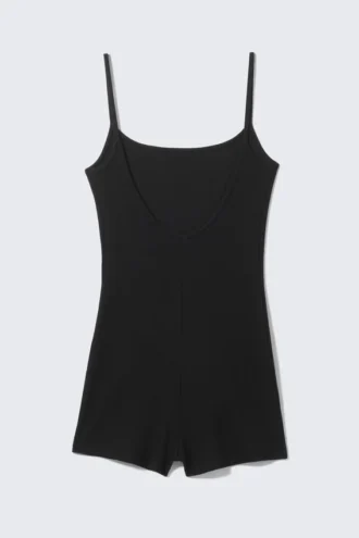 Ribbed Fitted Jumpsuit – Black