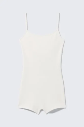 Ribbed Fitted Jumpsuit – Off-White