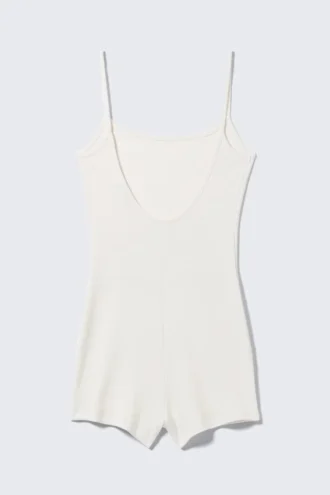 Ribbed Fitted Jumpsuit – Off-White