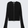 Ribbed Fitted Zip Cardigan – Black Ribbed Fitted Zip Cardigan – Black