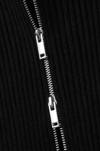 Ribbed Fitted Zip Cardigan – Black Ribbed Fitted Zip Cardigan – Black