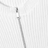 Ribbed Fitted Zip Cardigan – Off-White Ribbed Fitted Zip Cardigan – Off-White