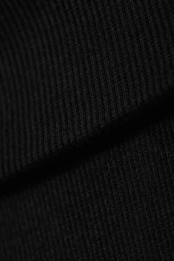 Ribbed Fold-Over Waist Flared Trousers – Black Ribbed Fold-Over Waist Flared Trousers – Black