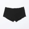 Ribbed Frilled Mini Shorts – Black