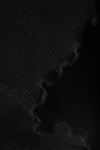Ribbed Frilled Mini Shorts – Black