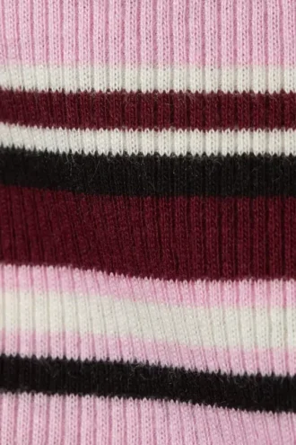 Ribbed Frilled Mini Shorts – Dark Red & Pink Stripe